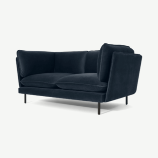An Image of Wes 2 Seater Sofa, Ocean Blue Velvet