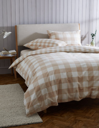 An Image of M&S Brushed Cotton Gingham Bedding Set