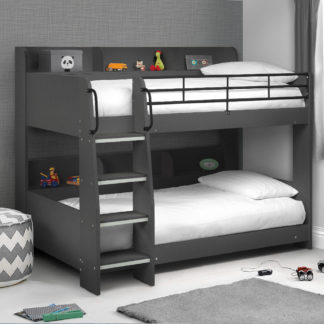 An Image of Domino Anthracite Wooden and Metal Kids Storage Bunk Bed Frame - 3ft Single