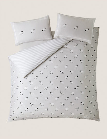 An Image of M&S Sophie Allport Pure Cotton Brushed Sheep Bedding Set