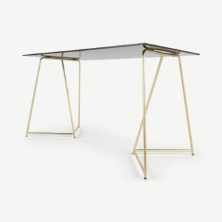 An Image of Patrizia Desk, Brass and Black Glass