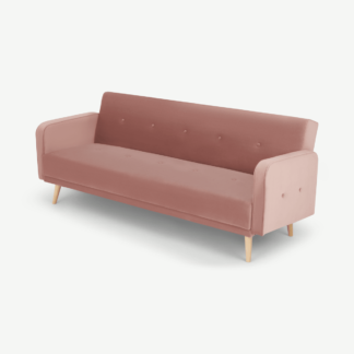 An Image of Chou Click Clack Sofa Bed, Velvet Vintage Pink
