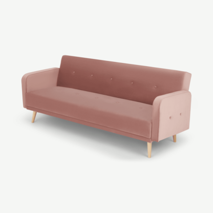 bbe219f079bf4fea24088e10f34d4fa855b23c32acf92ffd41b749477722fc6c-1.png An Image of Chou Click Clack Sofa Bed, Velvet Vintage Pink