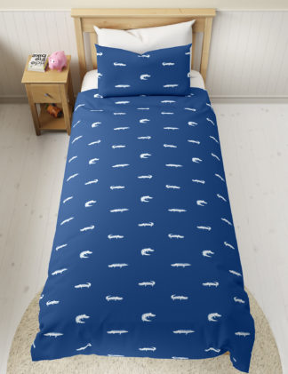 An Image of M&S 2 Pack Cotton Mix Crocodile Bedding Set