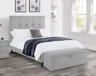 An Image of Sorrento Light Grey Fabric Bed Frame - 5ft King Size