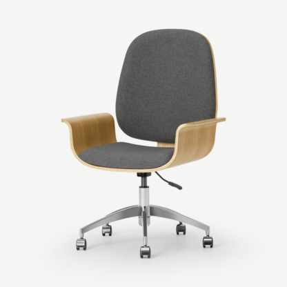 An Image of Saul Office Chair, Oak & Marl Grey