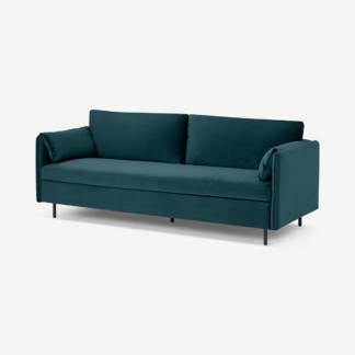 An Image of Hitomi Platform Sofa Bed, Steel Blue Velvet