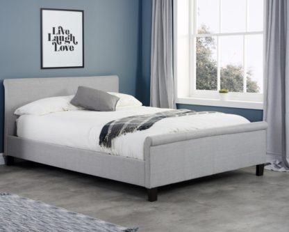 An Image of Stratus Grey Fabric Sleigh Bed Frame - 5ft King Size