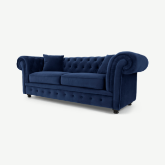 An Image of Branagh 2 Seater Chesterfield Sofa, Electric Blue Velvet
