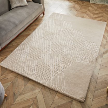 An Image of Diamonds Wool Rug Grey