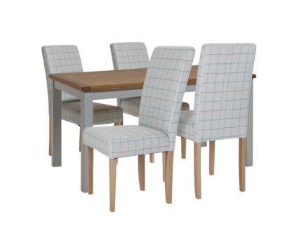 An Image of Habitat Kent Wood Veneer Dining Table & 4 Light Grey Chairs