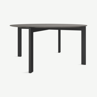 An Image of Niven 8 Seat Round Dining Table, Concrete & Black