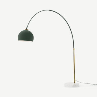 An Image of Bow Large Arc Overreach Floor Lamp Green & Brass