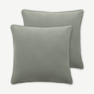An Image of Julius Set of 2 Velvet Cushions, 59 x 59cm, Soft Green