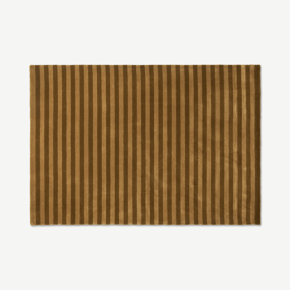 An Image of Raidal Striped Viscose Rug, Large 160 x 230cm, Caramel