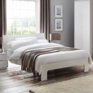 An Image of Wooden Bed Frame 4ft6 Double Manhattan White Gloss