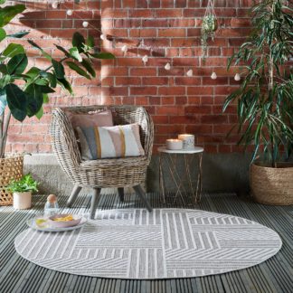 An Image of Blocks Indoor Outdoor Circle Rug Natural