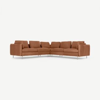 An Image of Vento 5 Seater Corner Sofa, Texas Tan Leather