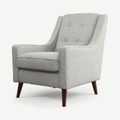 An Image of Content by Terence Conran Tobias, Armchair, Textured Weave Grey, Dark Wood Leg