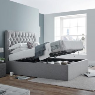 An Image of Wilson Grey Fabric Ottoman Storage Bed Frame - 4ft6 Double