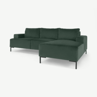 An Image of Frederik 3 Seater Right Hand Facing Compact Corner Chaise End Sofa, Autumn Green Velvet