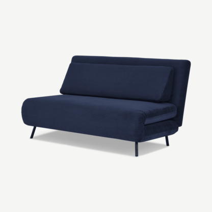 An Image of Kahlo Large Double Sofa Bed, Navy Corduroy Velvet