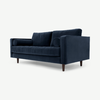 An Image of Scott Large 2 Seater Sofa, Navy Cotton Velvet