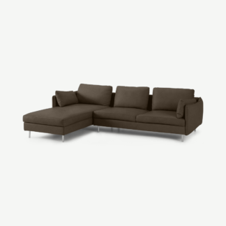 An Image of Vento 3 Seater Left Hand Facing Chaise End Sofa, Texas Brown Leather