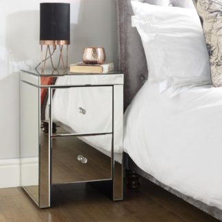 An Image of Seville Mirrored 2 Drawer Bedside Table