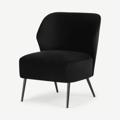 An Image of Topeka Accent Armchair, Solar Black Velvet