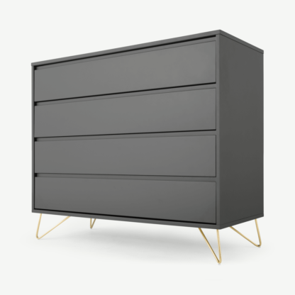 An Image of Elona Chest Of Drawers, Charcoal and Brass