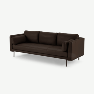 An Image of Harlow 3 Seater Sofa, Denver Dark Brown Leather