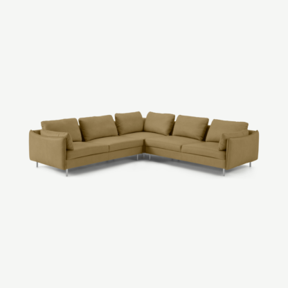 An Image of Vento 5 Seater Corner Sofa, Pale Tan Leather