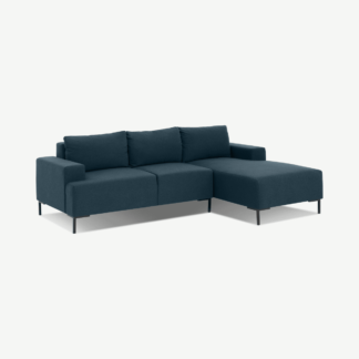 An Image of Frederik 3 Seater Right Hand Facing Compact Corner Chaise End Sofa, Aegean Blue
