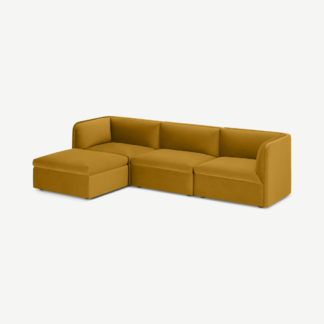 An Image of Torkel Chaise End Corner Sofa, Vintage Ochre Velvet