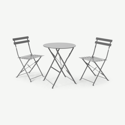 An Image of 2 Seat Garden Folding Bistro Set, Grey