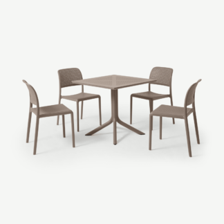 An Image of Nardi 4 Seat Dining Set, Light Grey Fibreglass & Resin