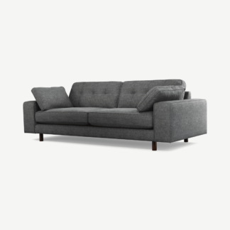 An Image of Content by Terence Conran Tobias, 3 Seater Sofa, Textured Weave Slate, Dark Wood Leg