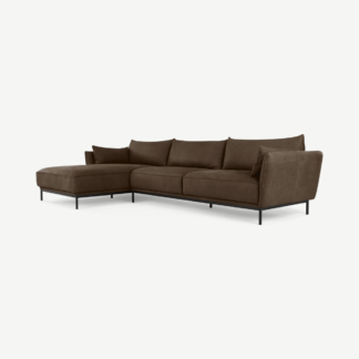An Image of Odelle Left Hand Facing Chaise End Corner Sofa, Texas Brown Leather