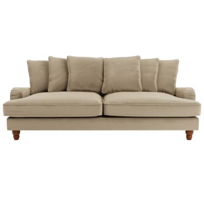 c77e8a1ce605533c2208090d24d3f5fc9e9794901d455fc6a6a5a415b9bad537.jpg An Image of Beatrice Velvet Scatter Back 4 Seater Sofa Bottle (Green)