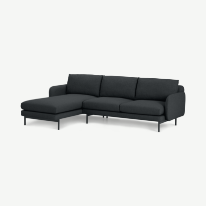 An Image of Miro Left Hand Facing Chaise End Corner Sofa, Graphite Weave