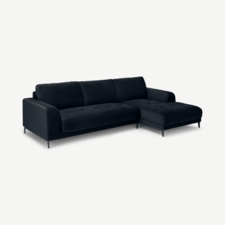 An Image of Luciano Right Hand Facing Chaise End Corner Sofa, Twilight Blue Velvet