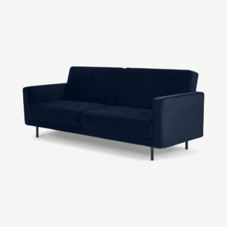 An Image of Rosslyn Click Clack Sofa Bed, Ink Blue Velvet