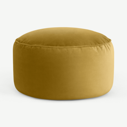 An Image of Lux Velvet floor cushion, Vintage Gold Velvet