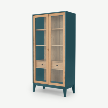 c878221494951225e58a3796c34a1e8b7a0fdd187e794310bb83f844d32bcc01-1.png An Image of Ralph Glass Cabinet, Oak & Teal