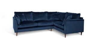 An Image of Habitat Hector Right Corner Velvet Chaise Sofa - Navy