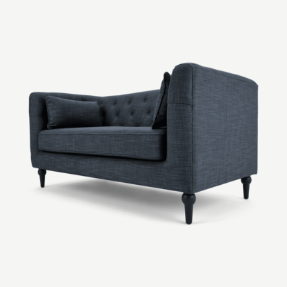 An Image of Flynn 2 Seat Sofa, Atlantic Blue Linen Mix