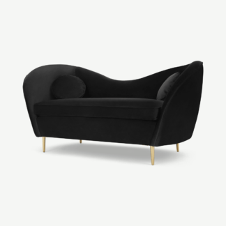 An Image of Kooper 2 Seater Sofa, Deep Black Velvet