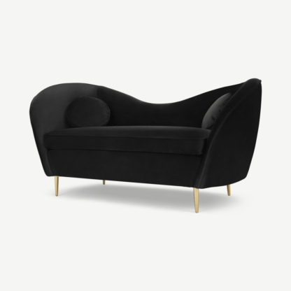 An Image of Kooper 2 Seater Sofa, Deep Black Velvet