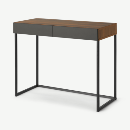 An Image of Hopkins Compact Desk, Walnut Effect & Grey